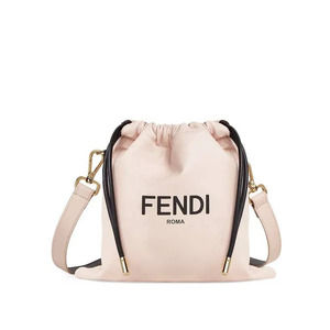 Fendi Roma Sack Pink Leather Drawstring Pouch Crossbody Bag